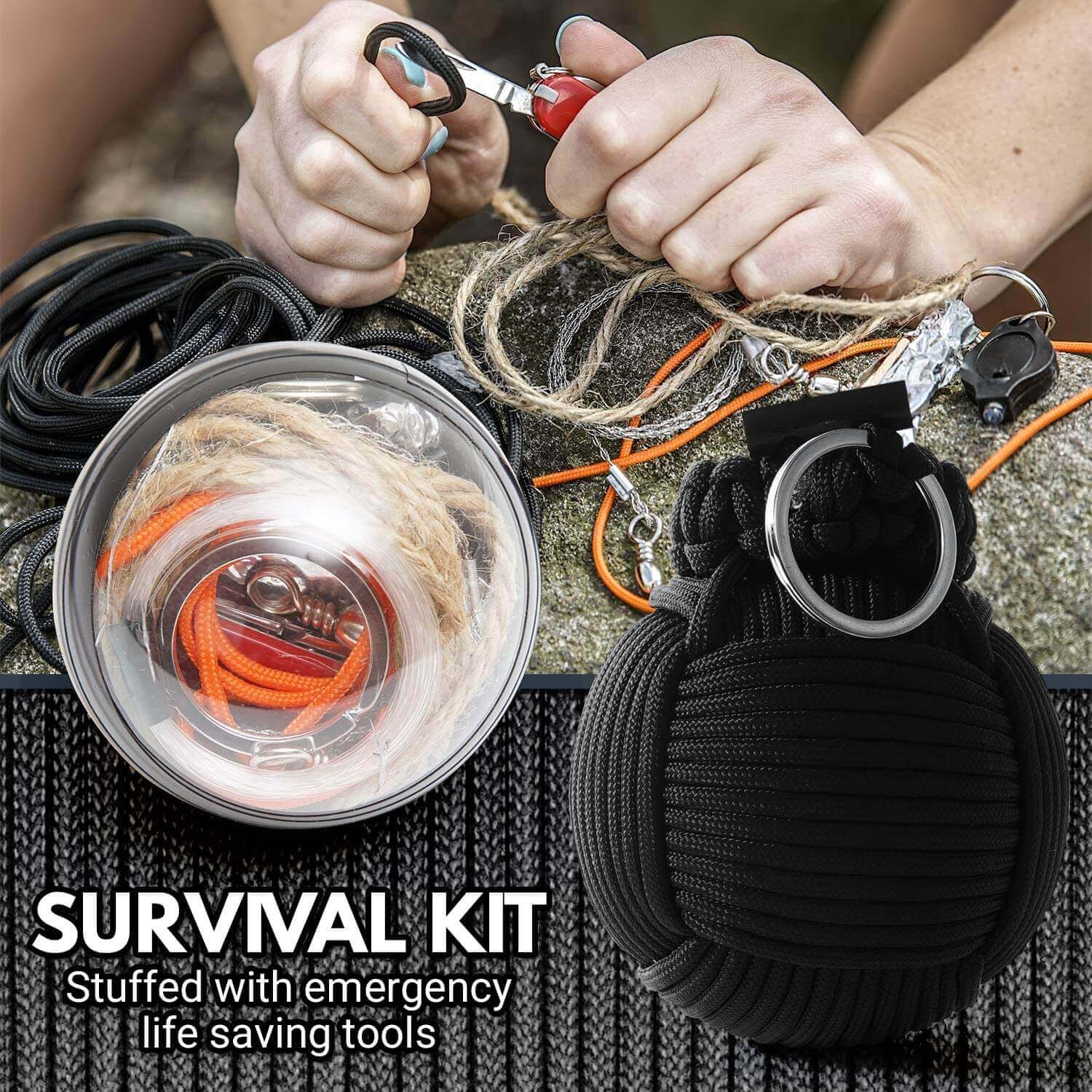 Survival Kit Paracord Grenade