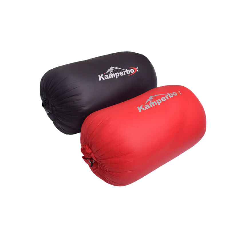 CW1100 Winter Sleeping Bag in red and black carrying bags by Kamperbo