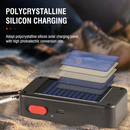 Solar Portable Camping Lantern featuring polycrystalline silicon charging panel for efficient energy conversion.