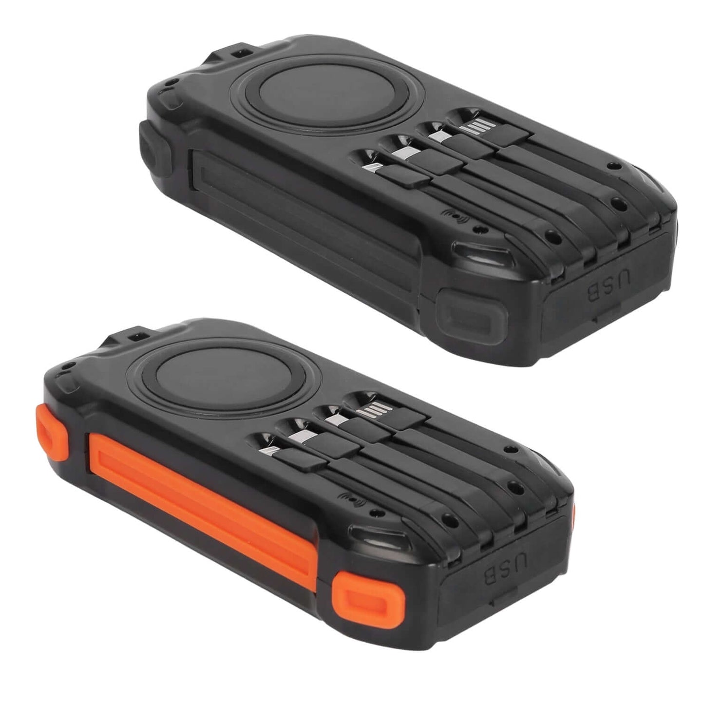 Fast Charging Solar Power Bank 49800mAh - durable design for outdoor use, showing front and back view.