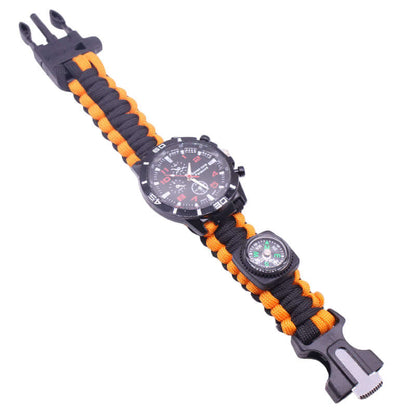 Parachute Cord Survival Watch featuring a durable design and integrated compass for outdoor adventures.