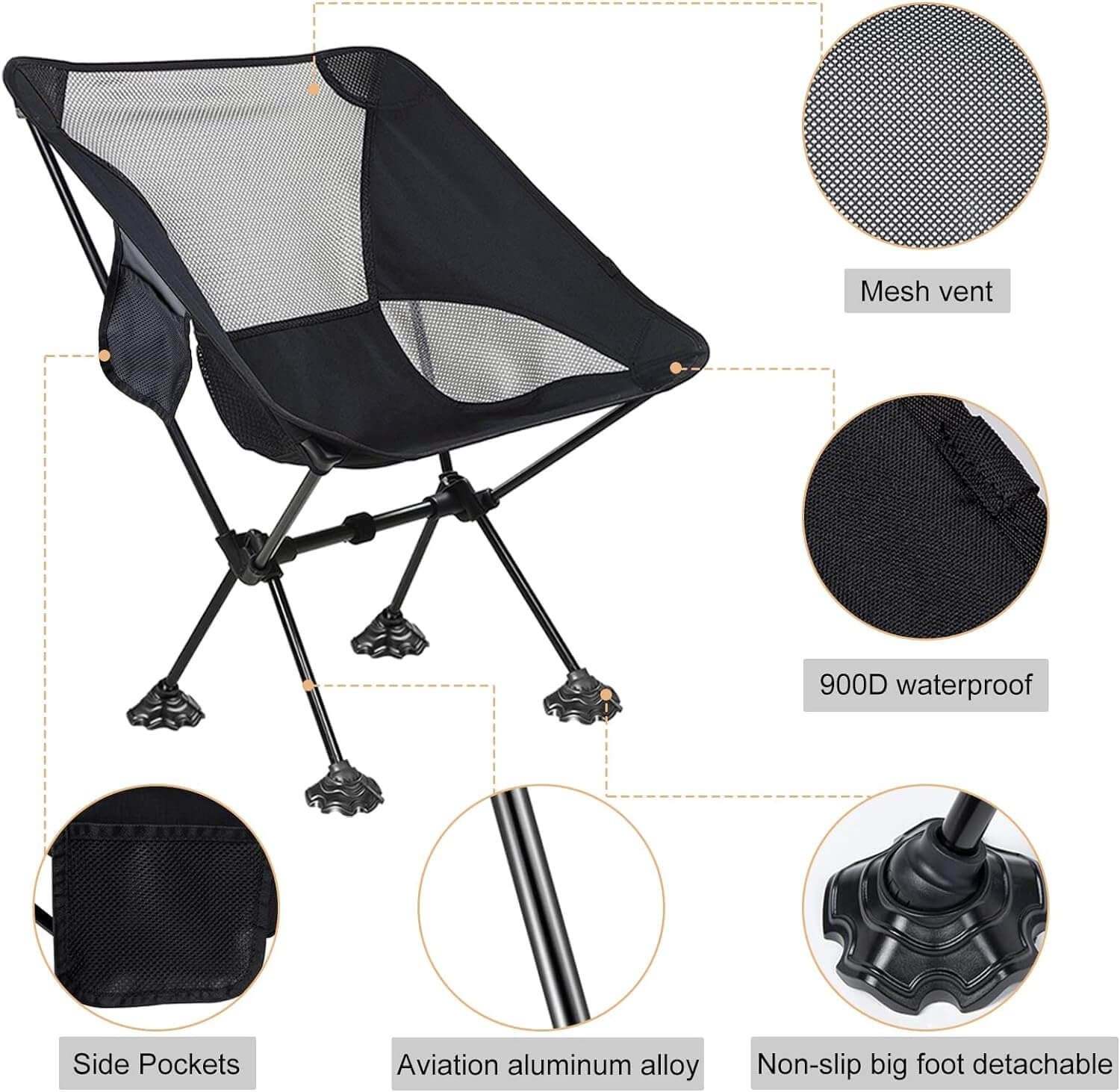 Portable Backpacking Chair with Carry Bag