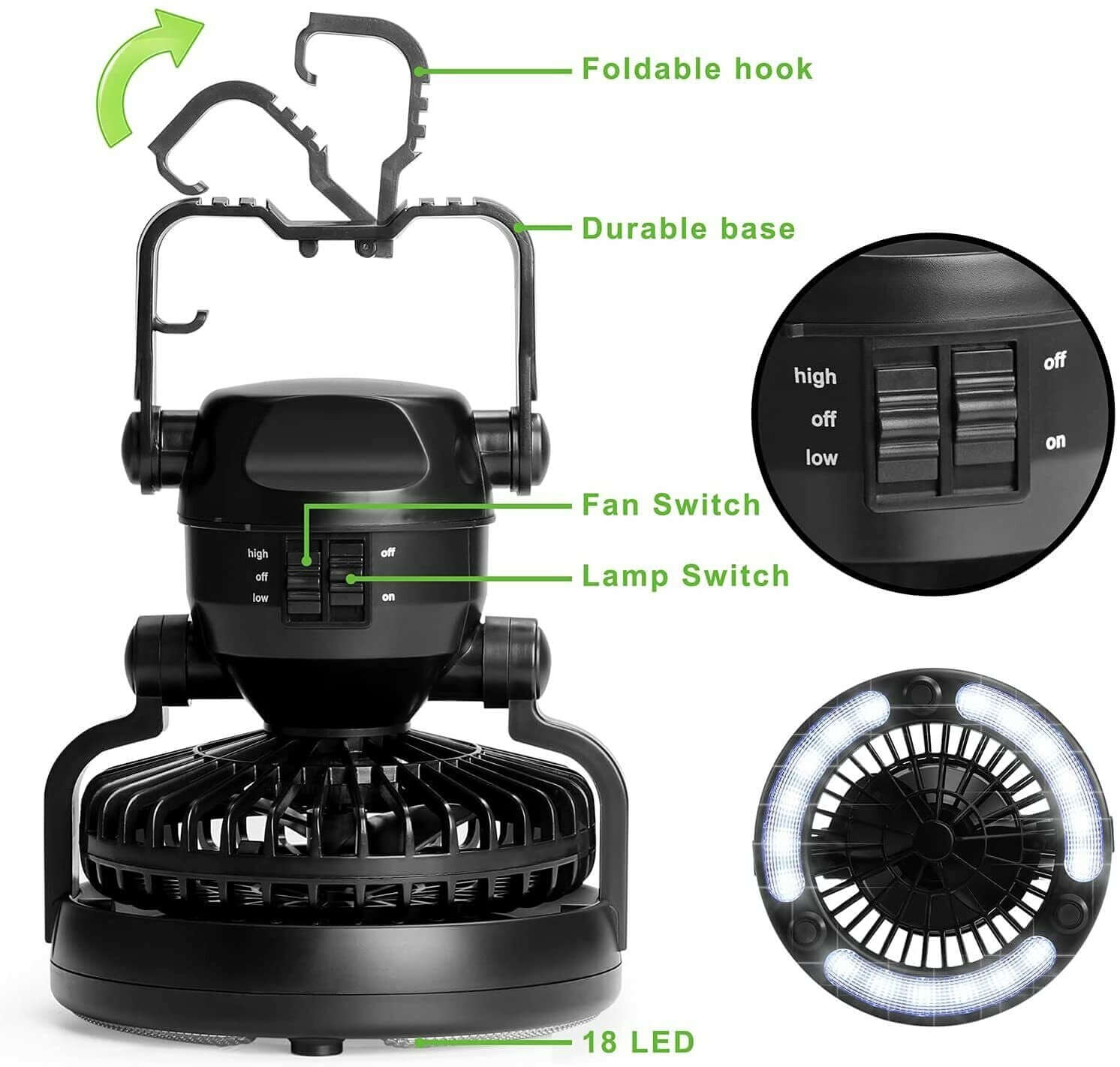 Portable LED Camping Lantern with Fan