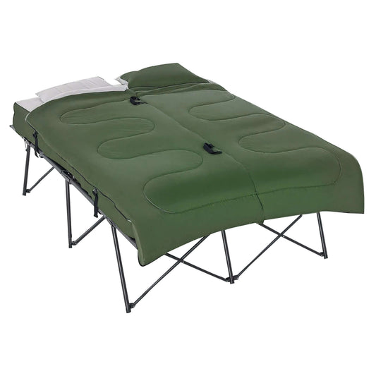 2-Person Camping Cot Bed Set with Sleeping Bag