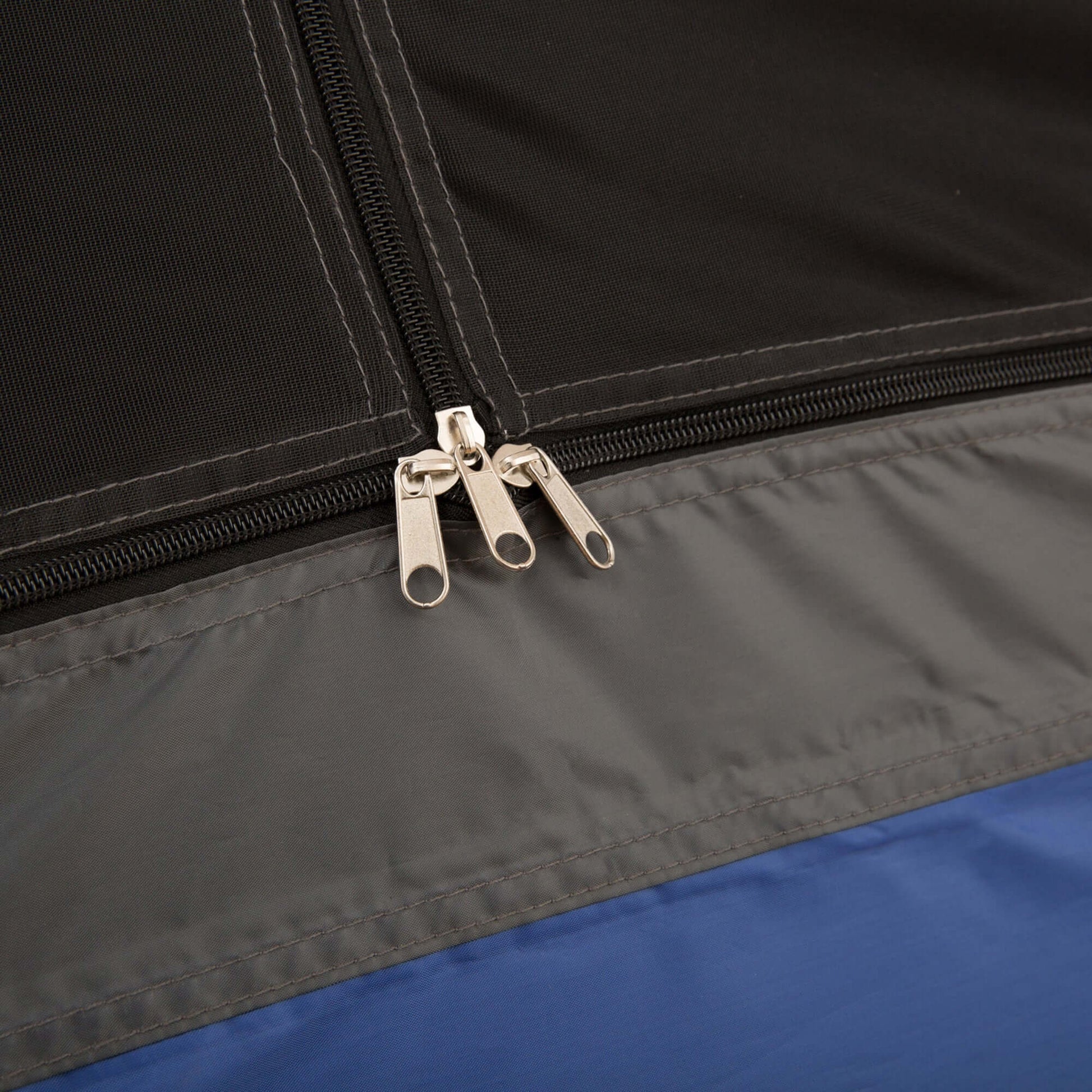 7-Person 12FT Camping Tent with durable zipper details for easy access and weather protection.