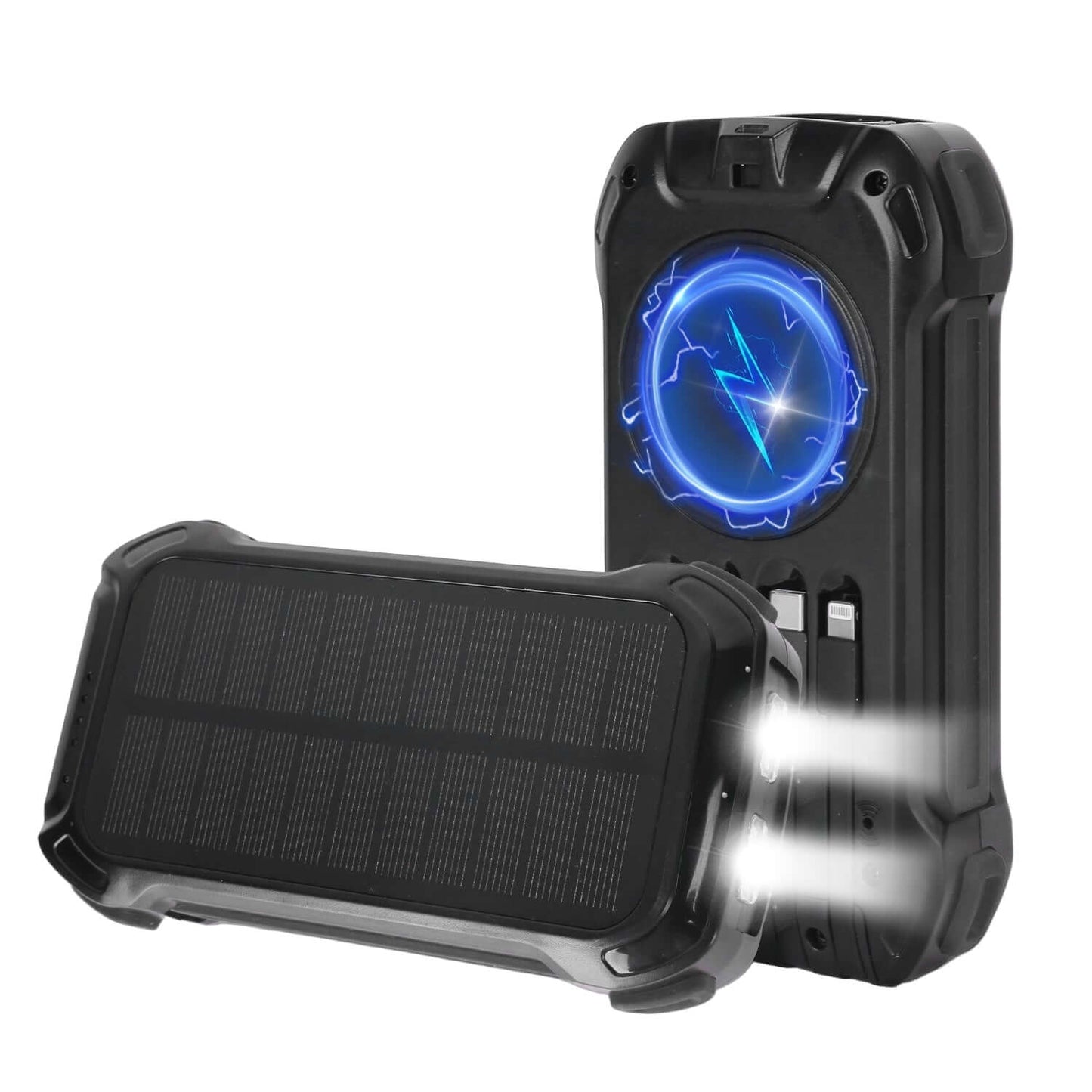 Fast Charging Solar Power Bank 49800mAh with solar panel and LED indicators for outdoor use