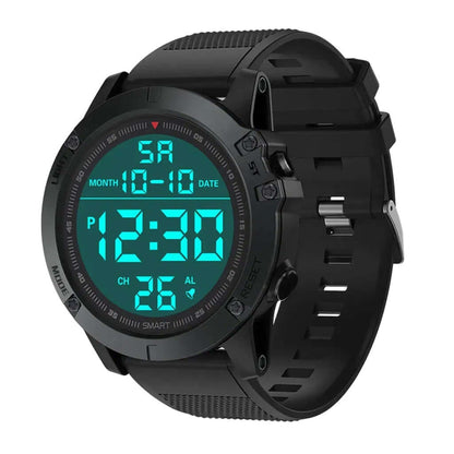 Tactical Military Digital Watch with rugged design, bold digital display, ideal for outdoor adventures and survival activities.