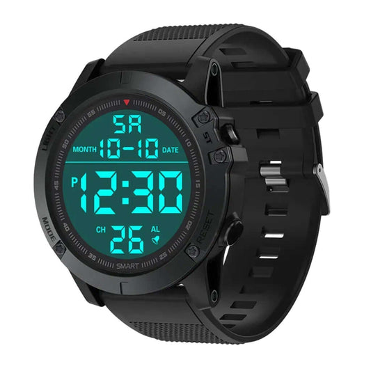 Tactical Military Digital Watch with rugged design, bold digital display, ideal for outdoor adventures and survival activities.