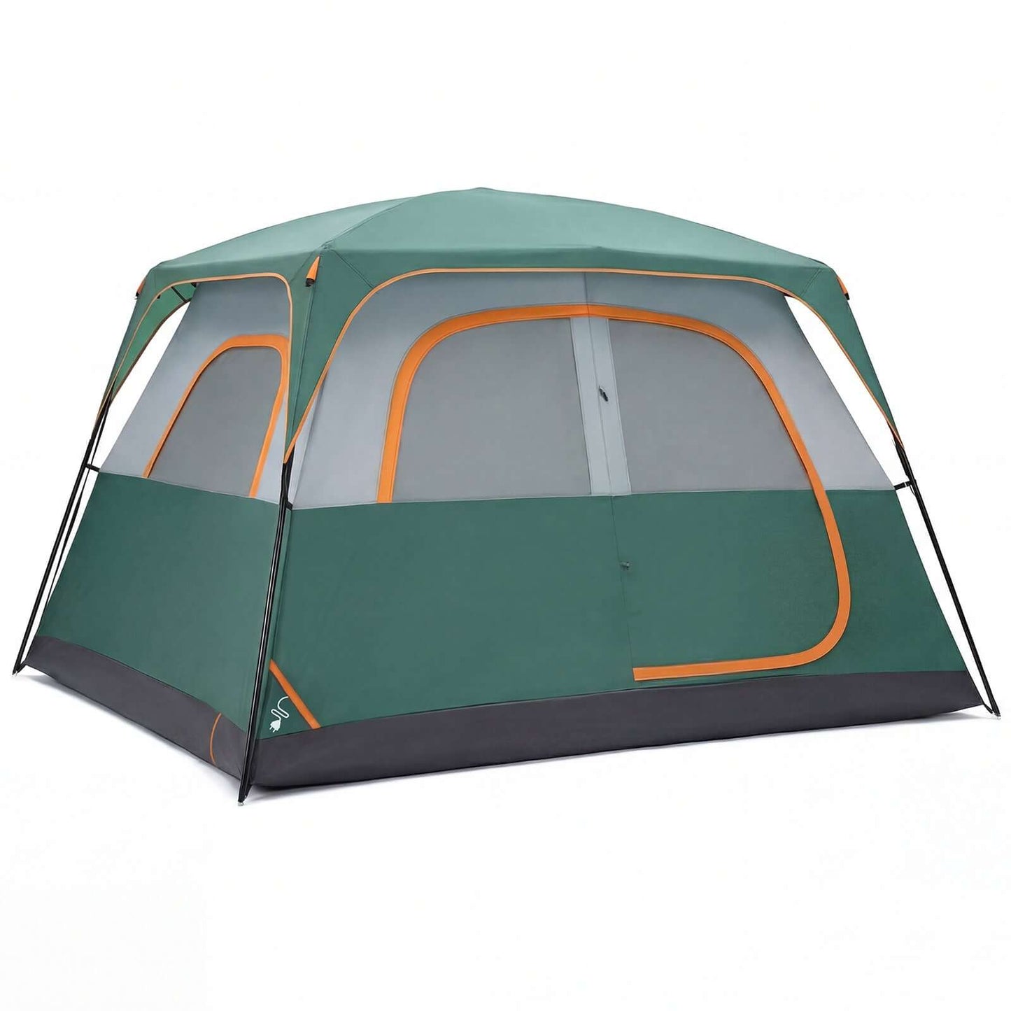 6-person Waterproof And Windproof Family Camping Tent shown in green and gray design, ideal for outdoor adventures.