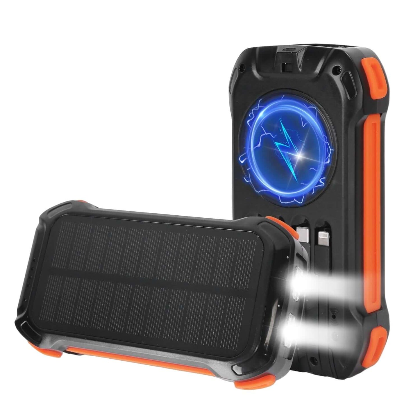 Fast Charging Solar Power Bank 49800mAh displaying solar panel and powerful charging features.