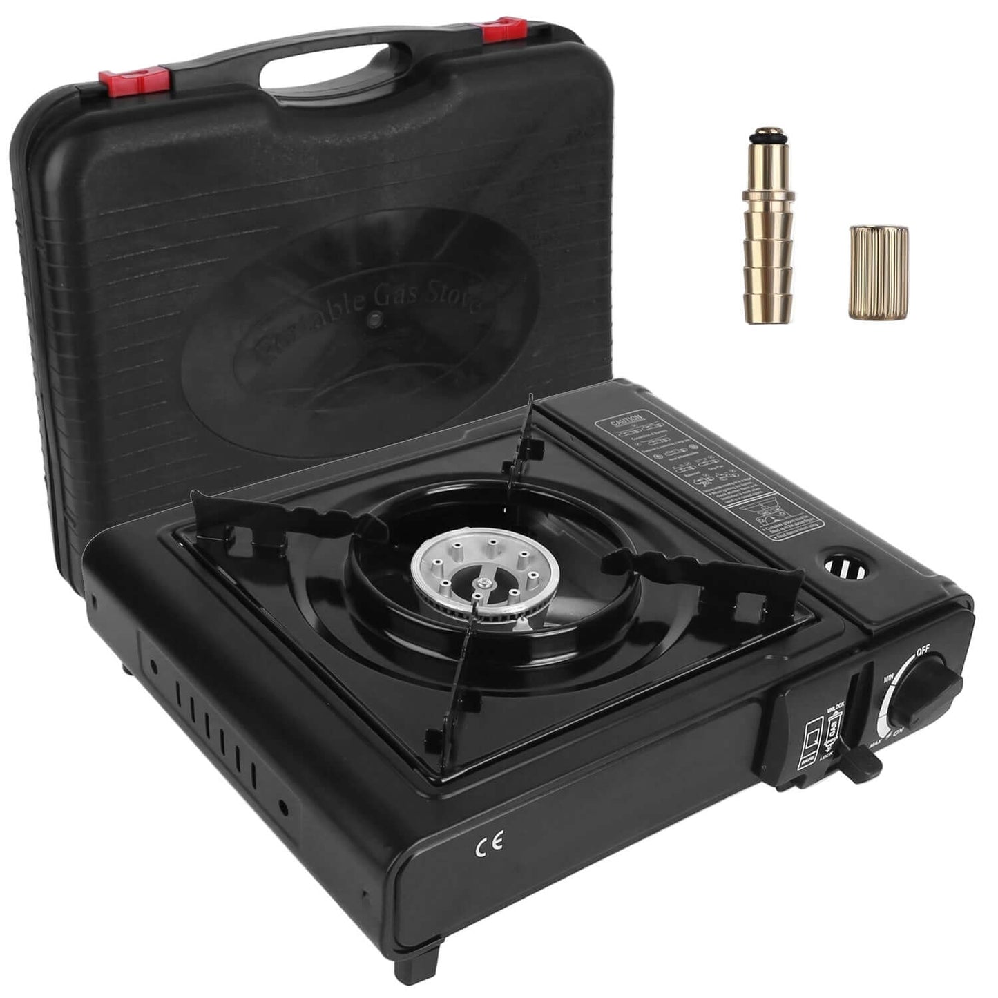 Portable Butane Camping Stove in a compact design with accessories for outdoor cooking adventures.