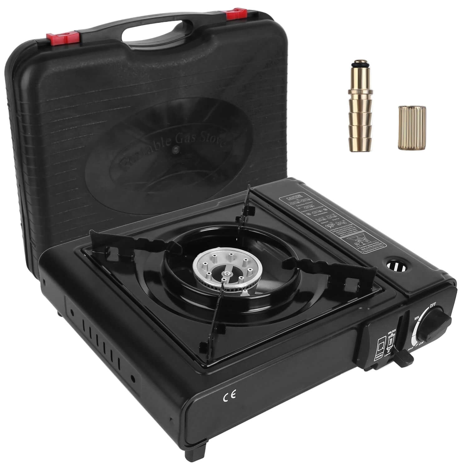 Portable Butane Camping Stove in a compact design with accessories for outdoor cooking adventures.