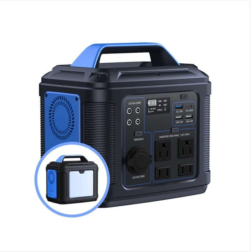 Portable Power Station 296Wh 80000mAh compact generator for outdoor adventures and emergency preparedness.