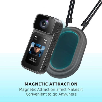 Ormos Mini Action Camera With 180 Degree Rotating Lens - 2.7K Ultra HD with magnetic attraction feature.