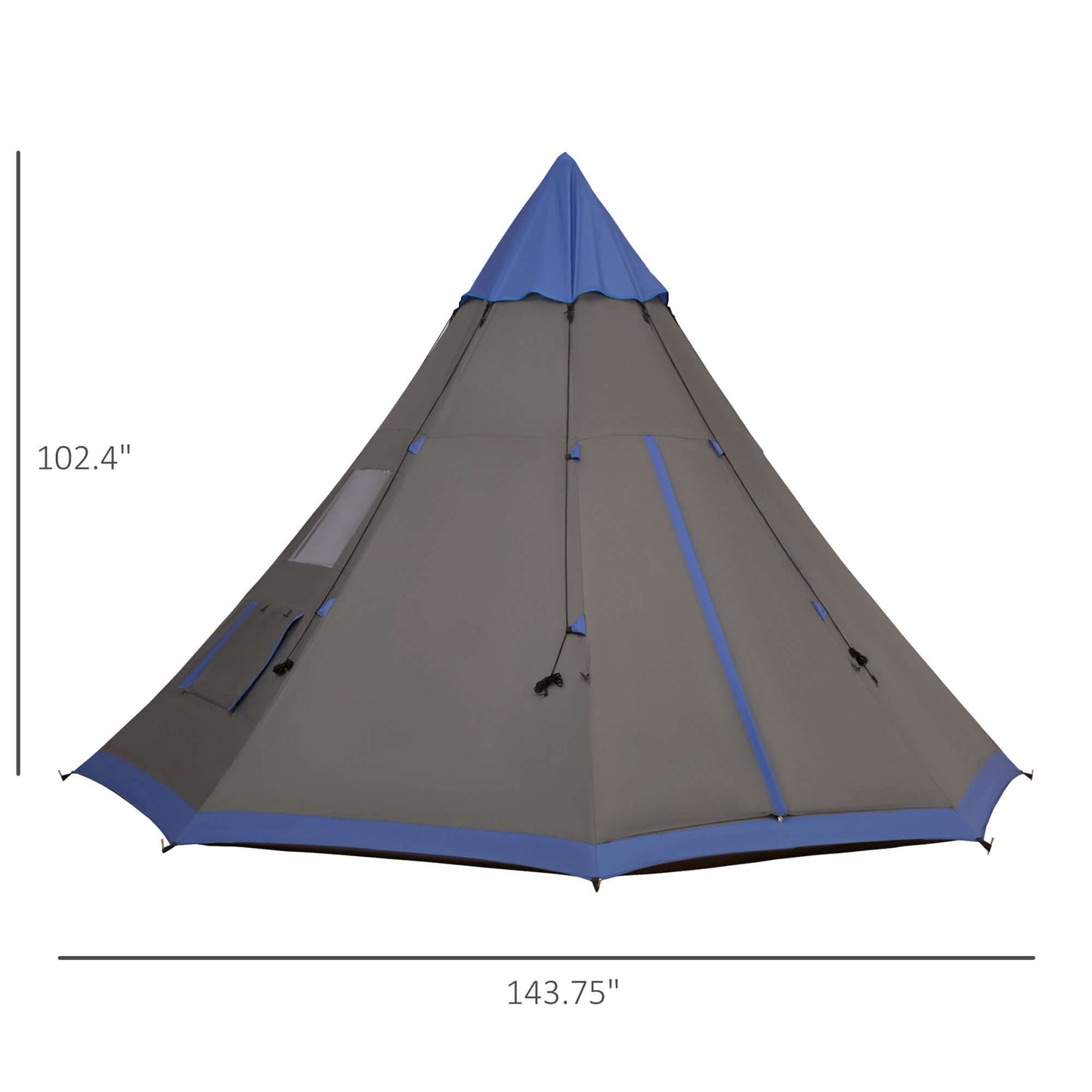 7-Person 12FT Camping Tent in a spacious outdoor setting with blue accents, ideal for family camping trips.