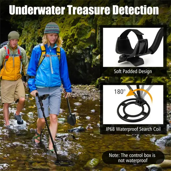 Metal Detector With IP67 Waterproof Coil & 4 Detection Modes in action for underwater treasure detection.