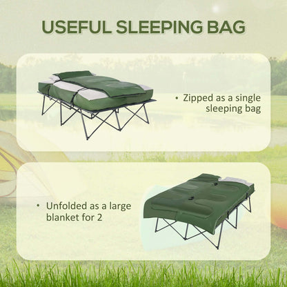 2-Person Camping Cot Bed Set with Sleeping Bag